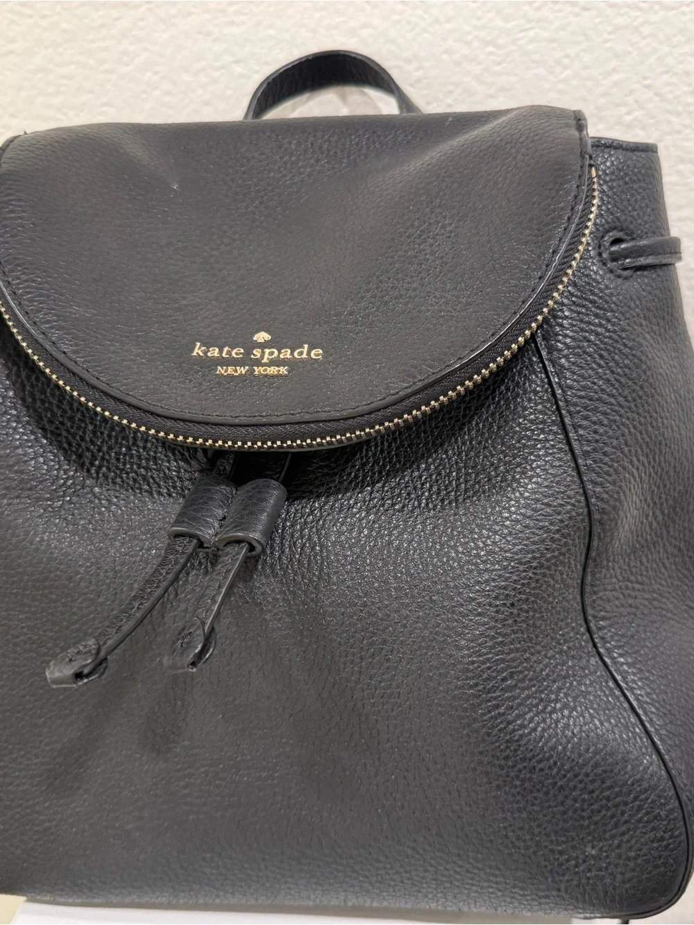 kate spade Black Pebbled Leather Backpack with Gold Hardware